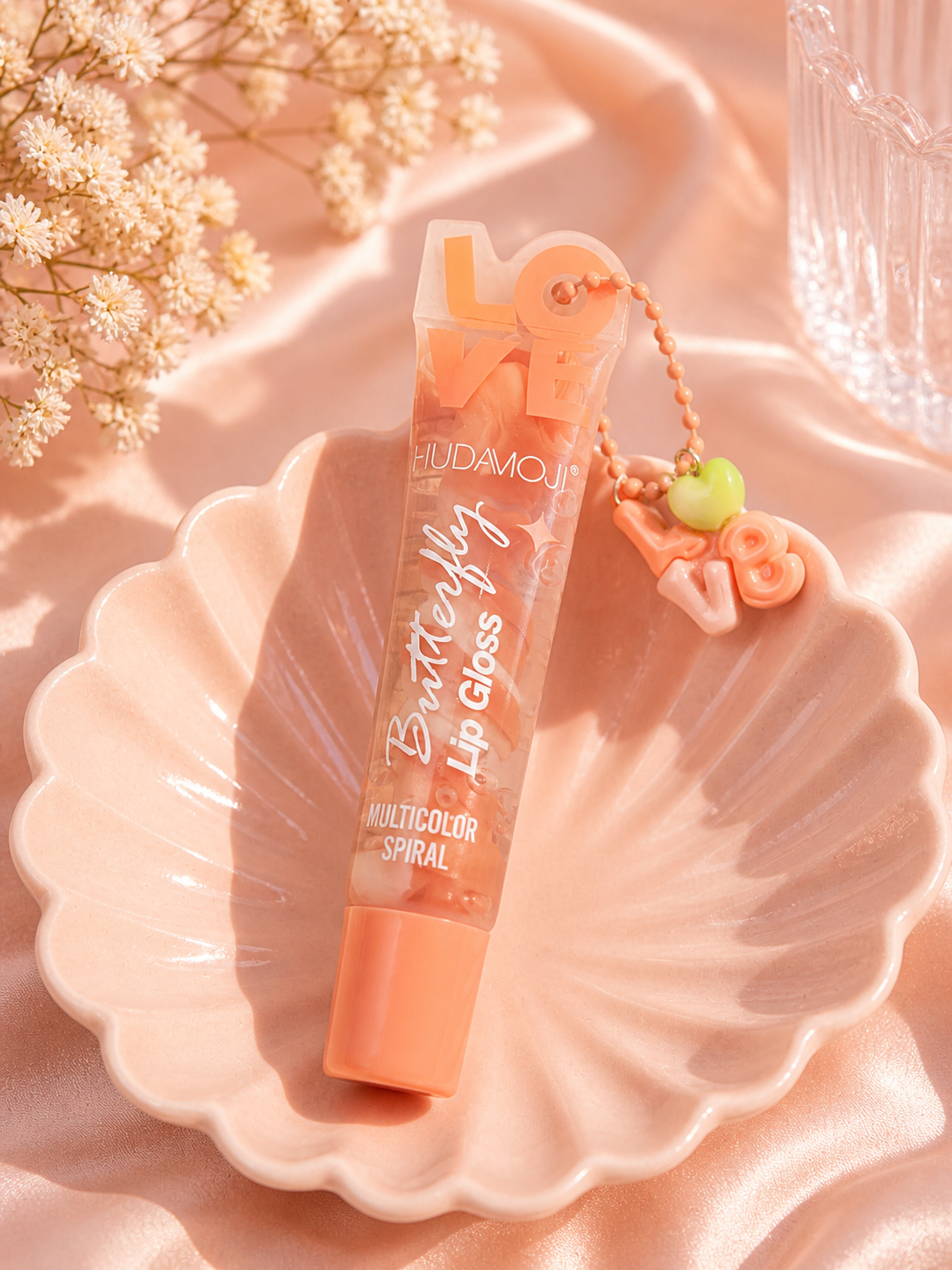Spiral Love Multi Color Lip Gloss Set with Cute Love Keychain