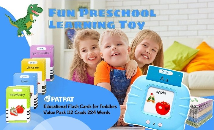 Talking Toy Flash Card for Kids 112 Card Early Language, 224 Words Education Learning Device Educational Toddlers Toys Reading Machinee Gift for Kids Ages 2-6
