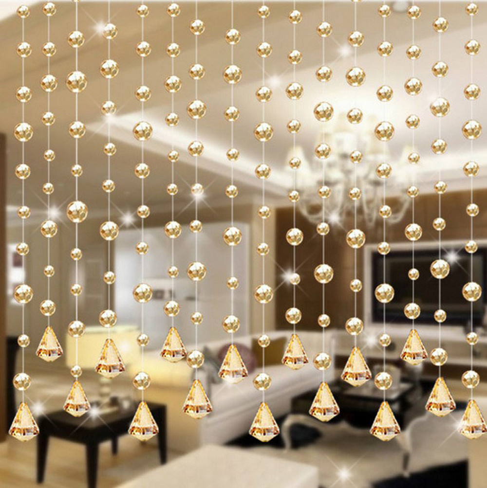 1PC 1M Luxury Crystal Beaded String Door Curtain Window Room Divider Home Decoration Drapes Living Room Window Curtain
