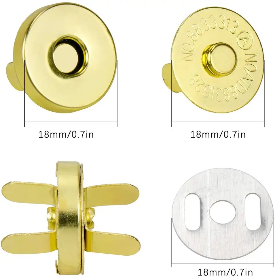 4x10sets/lot Magnetic Snap Fasteners Clasps Buttons Handbag Purse Wallet Craft Bags Parts Accessories Adsorption Buckle 18mm
