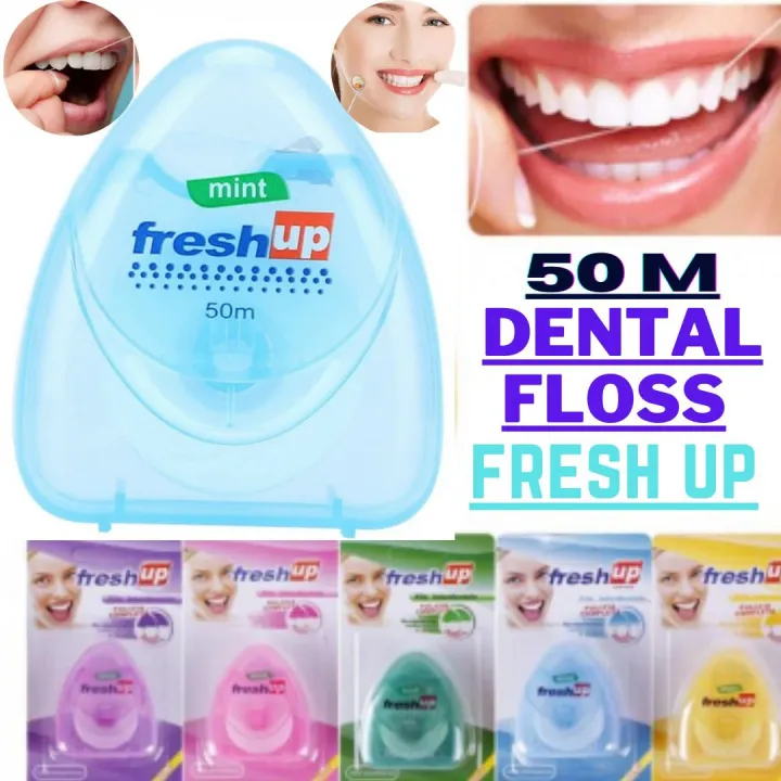 Dental Floss 50m Original Fresh Up Brand Mint Flavor Dental Floss Nylon Oral Hygiene Kit Dental Health Care Replaceable with Best Quality