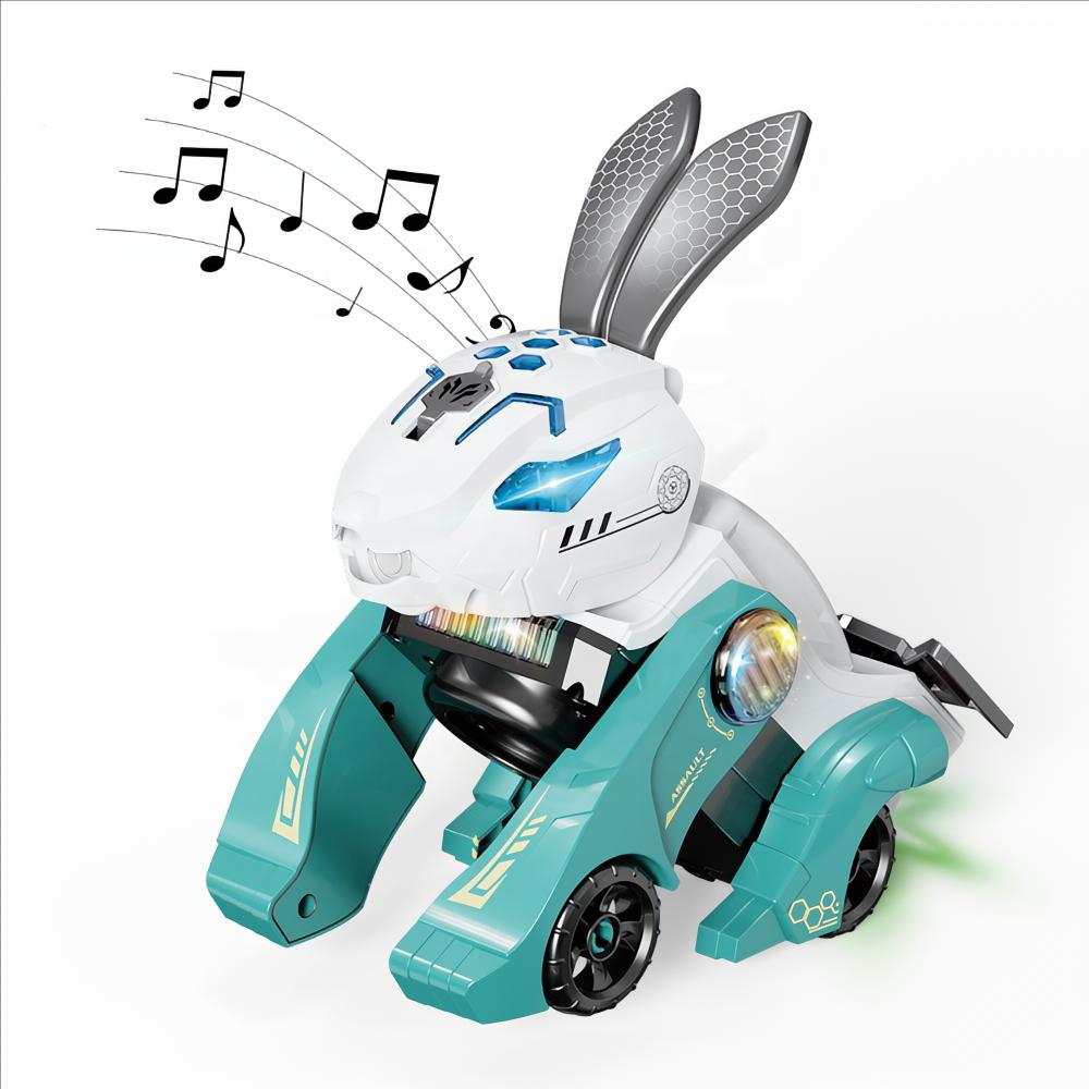Electric Rabbit Car 2 In 1 Rabbit & Car Automatic Transformation Having Music And Light Rabbit Robot With Light Music Cool Deformation Toy Car