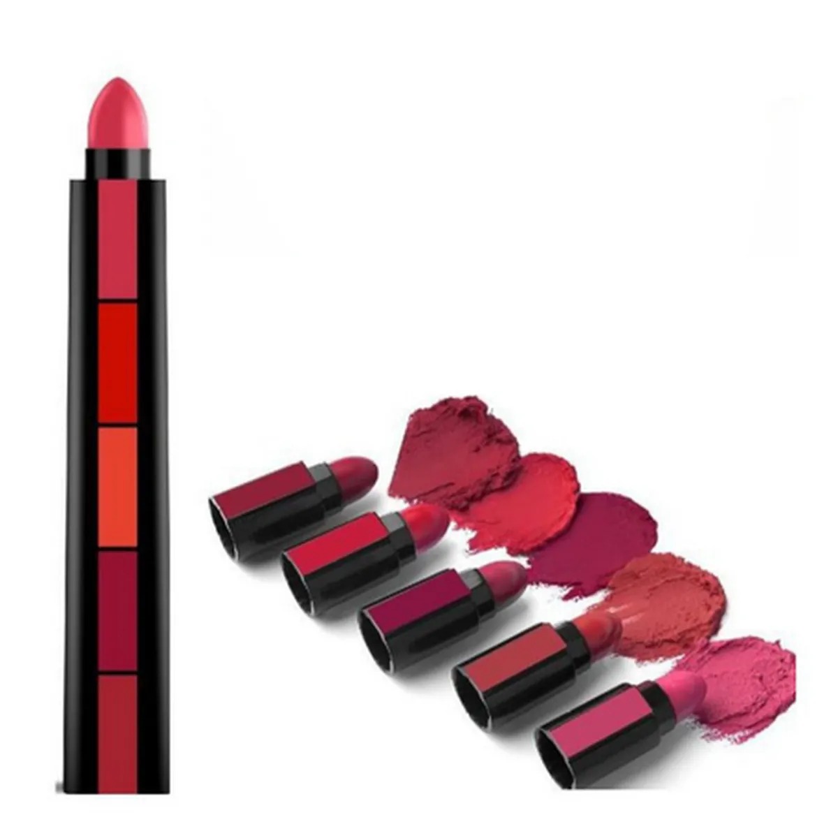 5 in 1 Matte Lipstick Set – Waterproof, Long Lasting, Non-Fading Lipsticks – Random Shades – Compact & Travel-Friendly