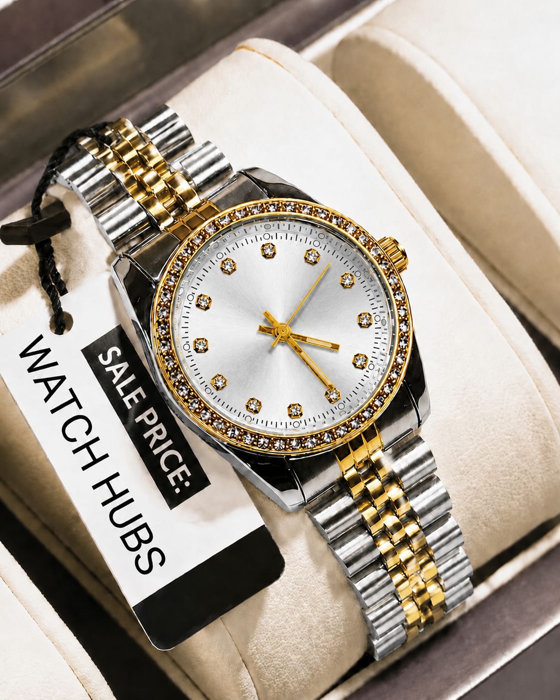 High Quality Diamond Two Tone Watch For Men's - Stainless Steel Watch For Boys