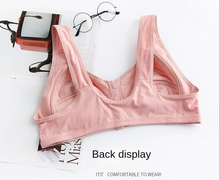 3 Button Front Opening Cotton Maternity Nursing Bra Breast Feeding Non Padded Cotton Material Wireless Front Closure Bra - Random Color