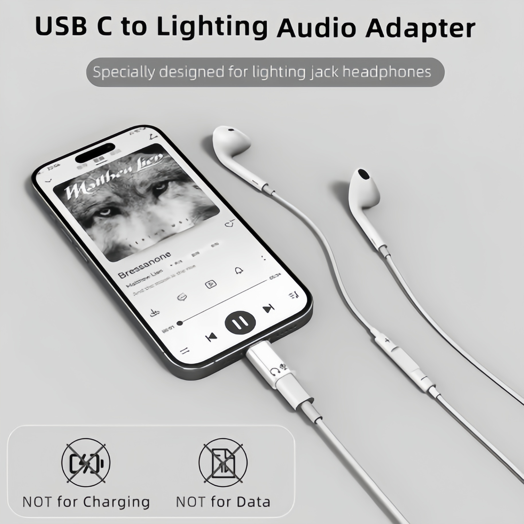 Lightning Female To Type C Audio Headphones Cable Adapter Aux USB C Converter