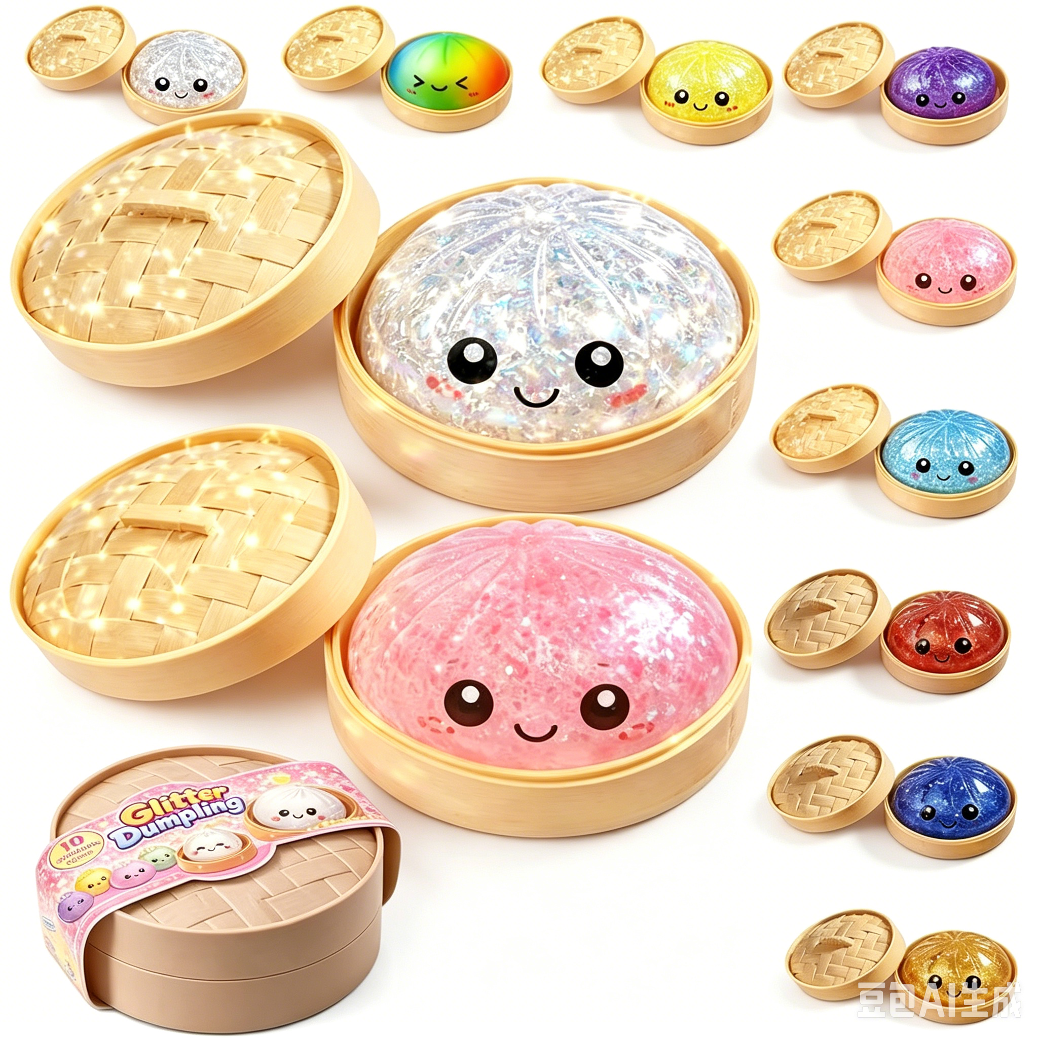 New Glitter Rare Hidden Edition Dumpling Squishy Sparkle Bun Sensory Steamer Soft Fidget Toy Stress Relief for Adults Office