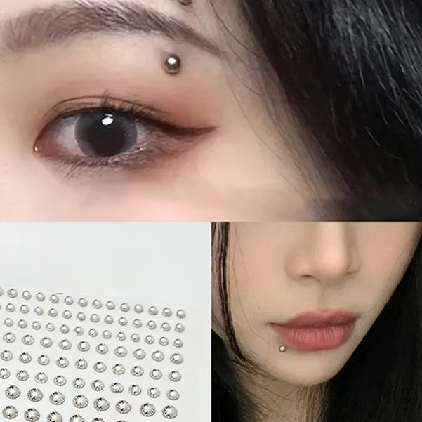 Diamond Sticker Fake Nose Stud Self Adhesive Rhinestones Non Piercing Eye Ear Face Body Jewelry For Women Sticker Crystal