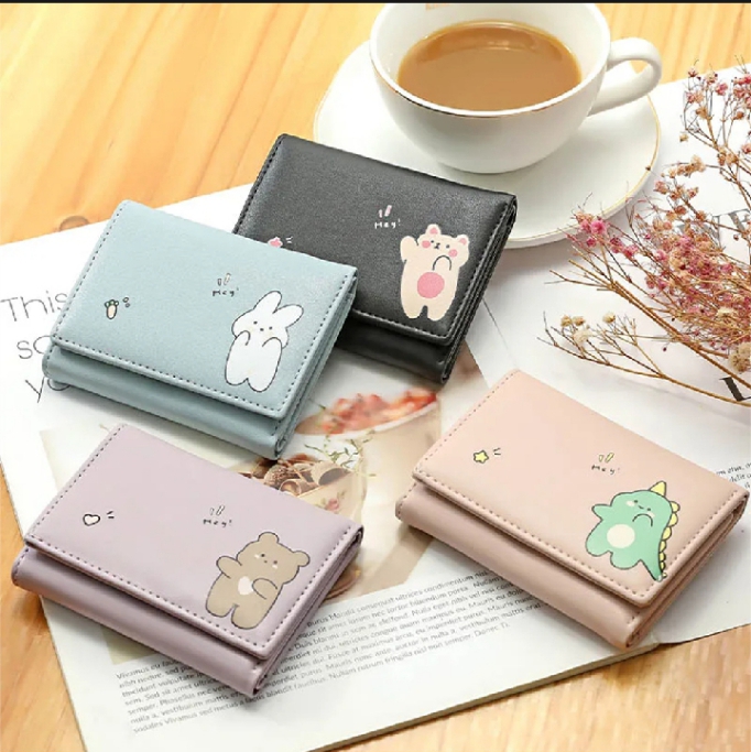 Hajvery Multi Card Slots Cute Women Wallets Lighteeight Cute Three Fold Card Bag For Casual Use Carry Young Girls Student Gift Item