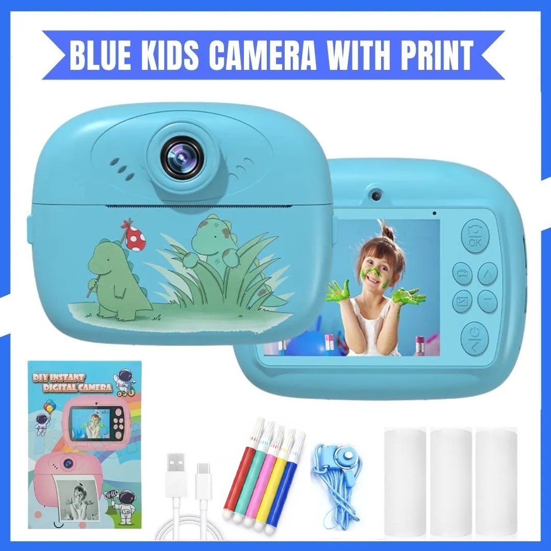 Smart Digital Dual Lens Instant Print Camera for Kids | 1080P Video Recorder & Selfie Camera with Thermal Printer | 2.4" IPS Screen | Mini Portable Camera with Games | Birthday Gift for Girls & Boys | Children’s Digital Camera Toy