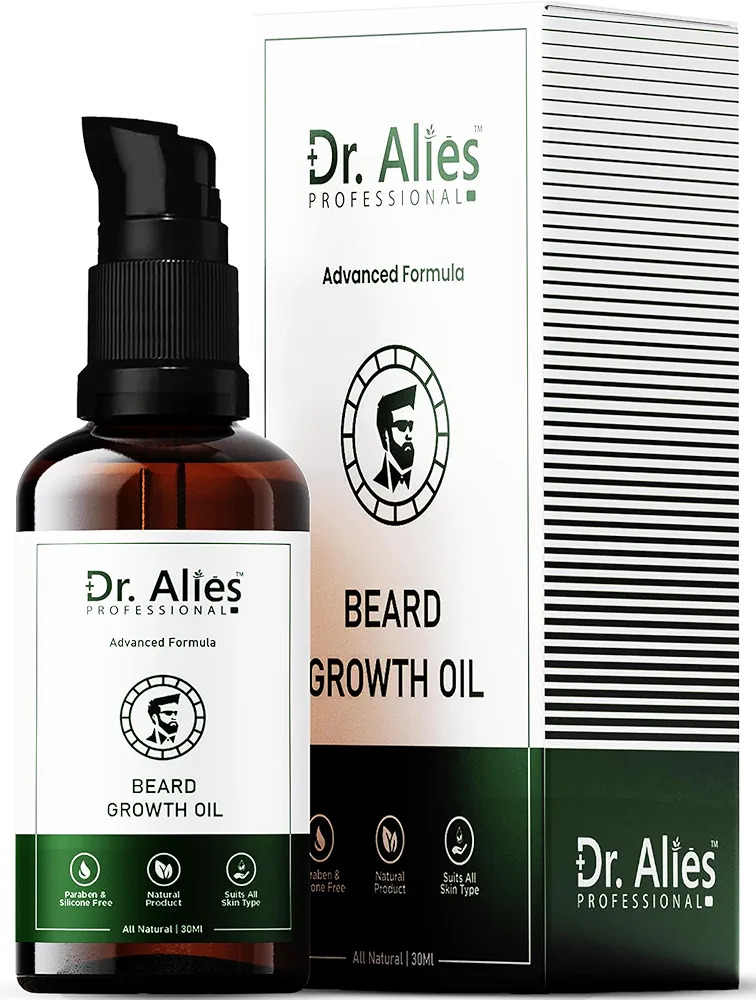 Dr. Alies - Professional Beard Growth Oil | Natural Blend With Castor, Almond & Vitamin E Oil | Stimulates Thicker, Fuller Beard Growth | Fills Patches, Reduces Itch | For Men | 30 Ml