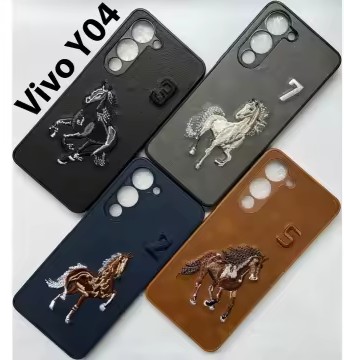 Vivo Y04 Mobile Cover Polo Embroidered Faux Leather Back Cover Premium Rexine Phone Case Stylish Polycarbonate Hard Shell Cover Luxury Horse Design Anti Scratch Shockproof Durable Protection Slim Fit Back Case for Vivo Y04