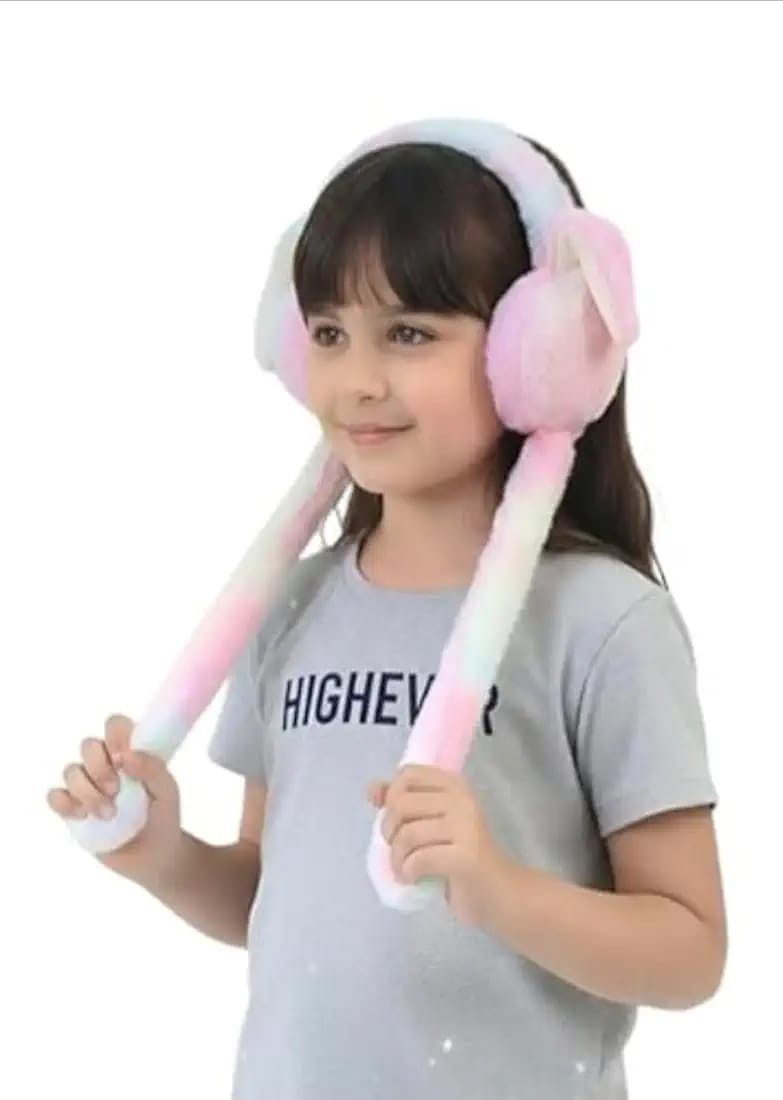 Winter Earmuffs for Kids – Soft Plush Bunny Ear Warmers with Moving Ears & Chu Chu Sound | Faux Fur Warm Ear Muffs for Girls, Boys, Women & Cold Weather Protection ( High Quality)