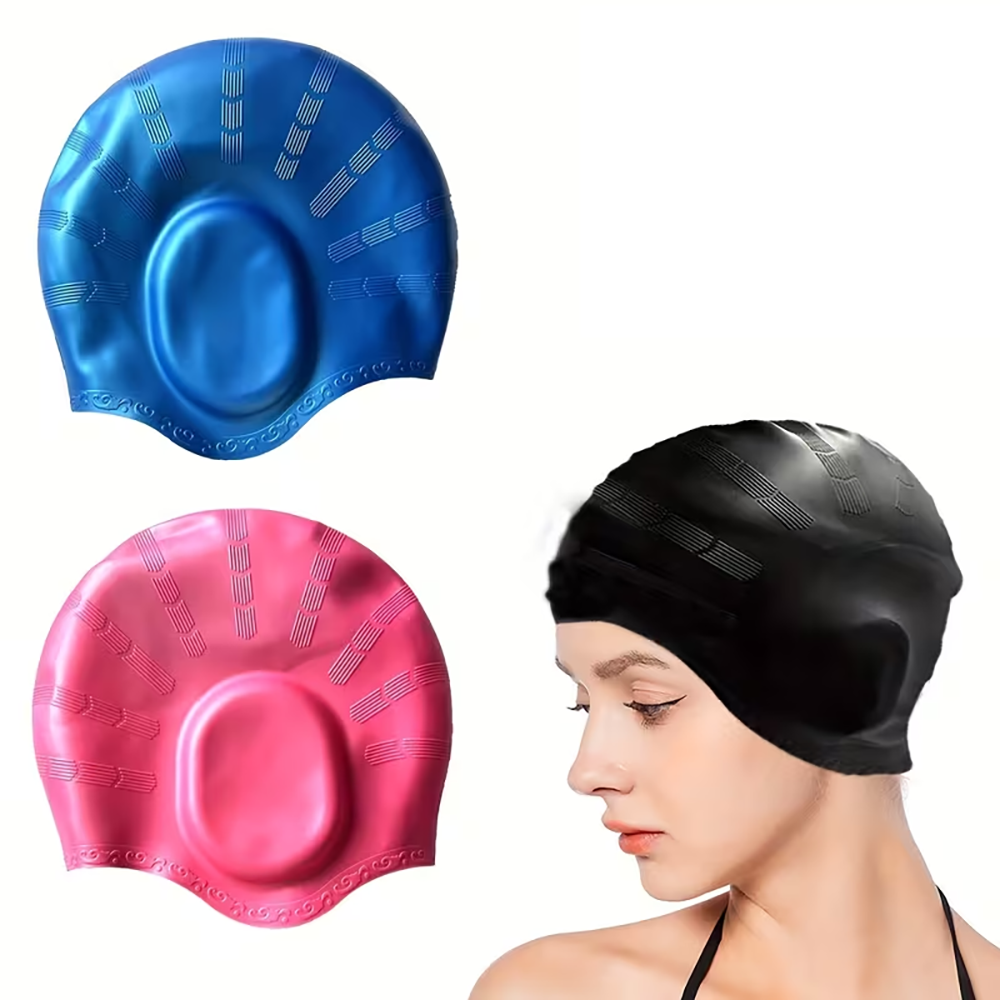 Waterproof Silicone Swim Caps Women Men High Elastic Flexible Protect Ears Hair Swimming Pool Hat for Adults Children