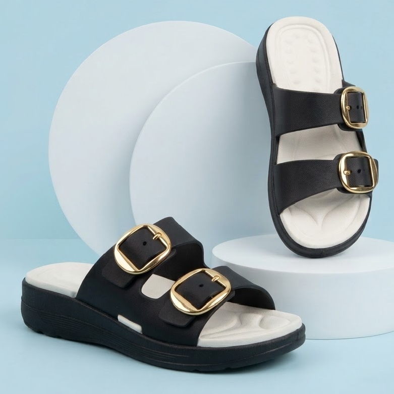 Pillow Adjustable EVA Buckle Slippers Dual Steps Soft Medicated Wedge Sandals for Women