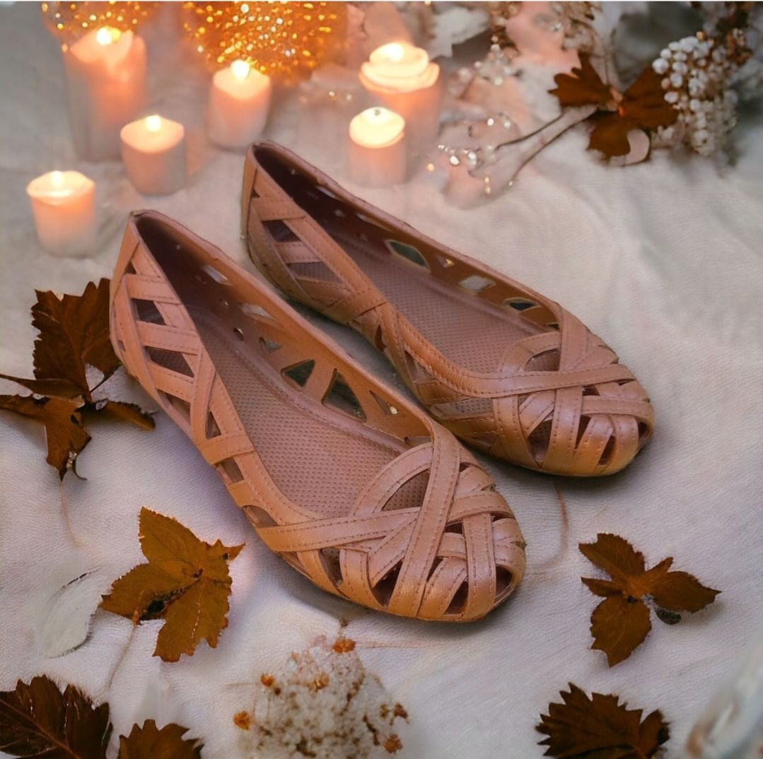 Pretty rubber brown shoes for beautiful girls