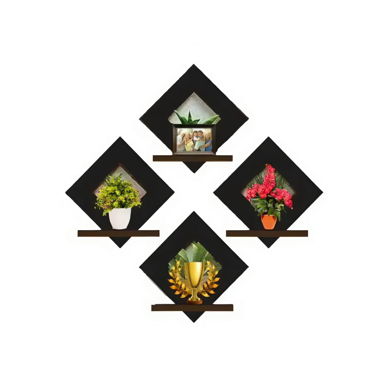 Decorative Wooden Wall Shelves For Bedroom Wall Decoration Items Decorating Items For Room Home Decor (Pack of 4)