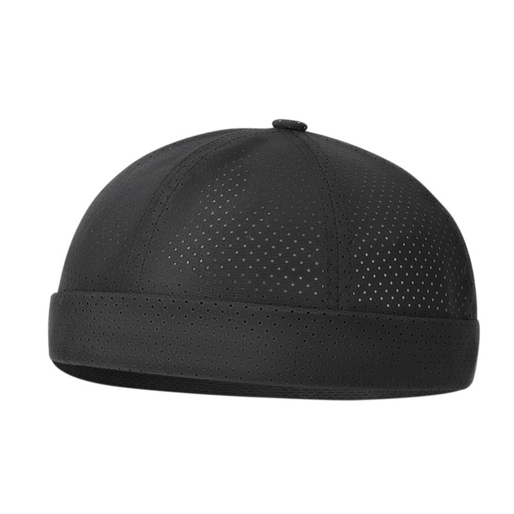 Retro Brimless Docker Cap Quick Drying Adjustable Landlord Hat Solid Color Breathable Skullcap Unisex
