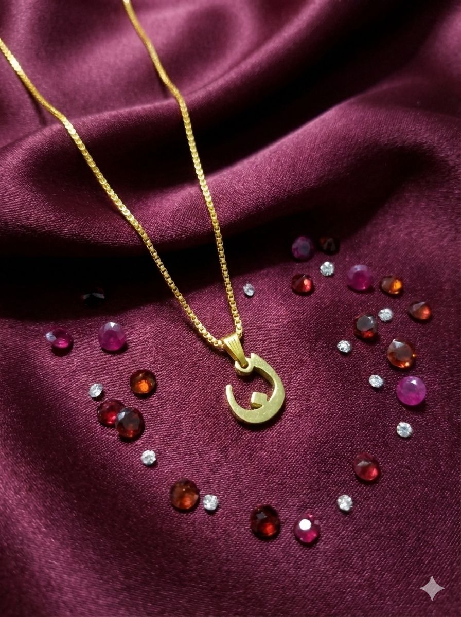 Arabic Initial Letter Name Pendant Necklace for Men & Women Trendy Jewelry with Pouch