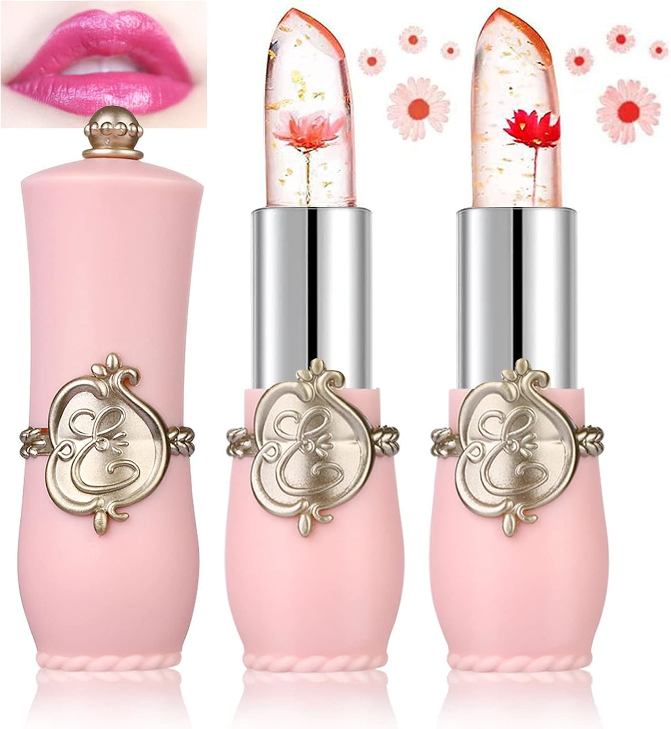 Rndum Color 1 Pc Crystal Flower Jelly Lipstick Long Lasting Nutritious Lip Balm Pink Lip Gloss Clear Glossy Flower Lip Gloss