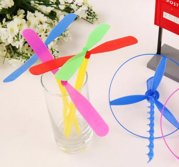 HOT DEAL NO 1 10/20/100pcs Novelty Plastic Bamboo Dragonfly Propeller Outdoor Classic Toy Kid Gift Rotating Flying Arrow Multicolor Random Color