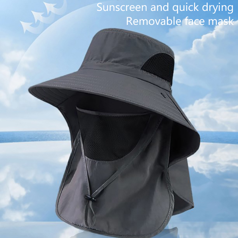.Summer Sun Hats UV Protection Outdoor Hunting Fishing Cap For Men Women Hiking Camping Visor Bucket Hat Neck Flap Fisherman Hat
