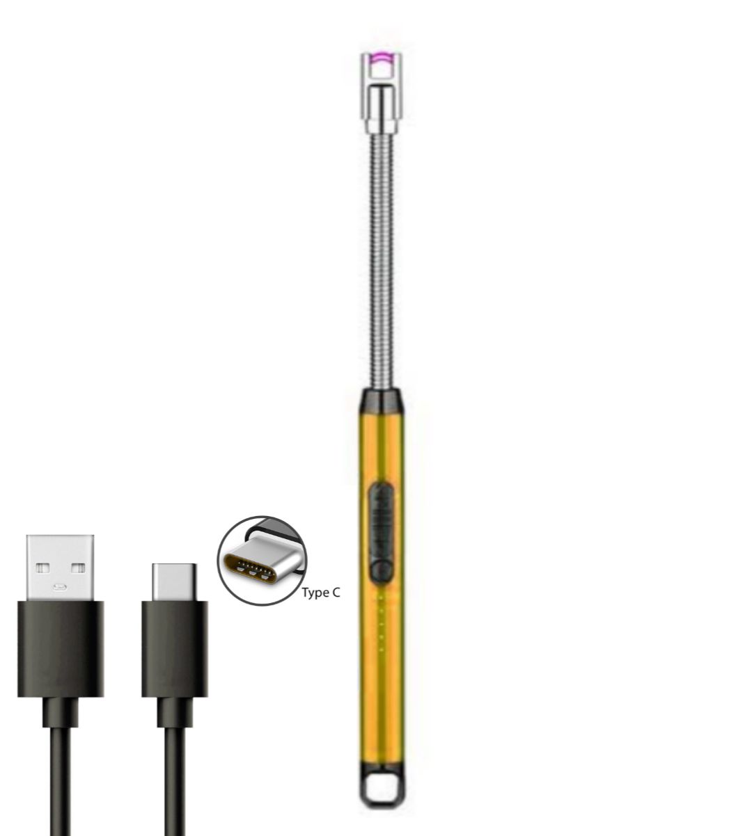 Electric Arc USB Rechargeable Flameless Arc Lighter Flexible and Windproof for Candles, Hiking, Camping, Kitchen, Fireplaces 360 degree free rotation