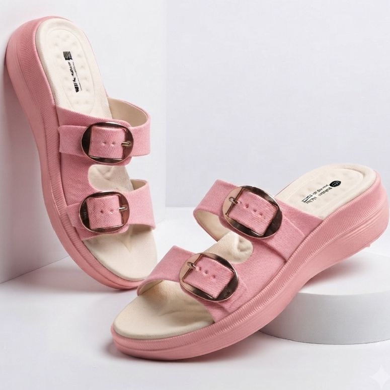 Adjustable Dual-Steps Buckle Wedge Slides & Sandals EVA Women Wedge Flip Flops