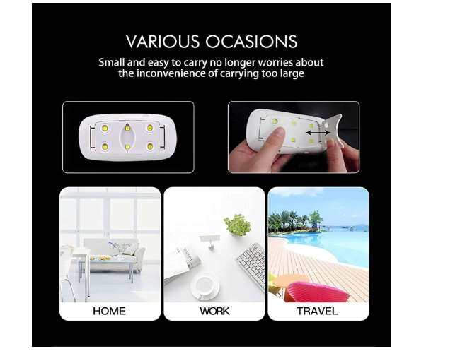 "SUN Mini UV LED Nail Lamp for Gel Polish Drying - Portable Manicure Machine with Sunlight Technology, Not Glaring, Not Black Hand, 6W Power Nail Dryer for Home & Salon Use, Quick Curing Light"