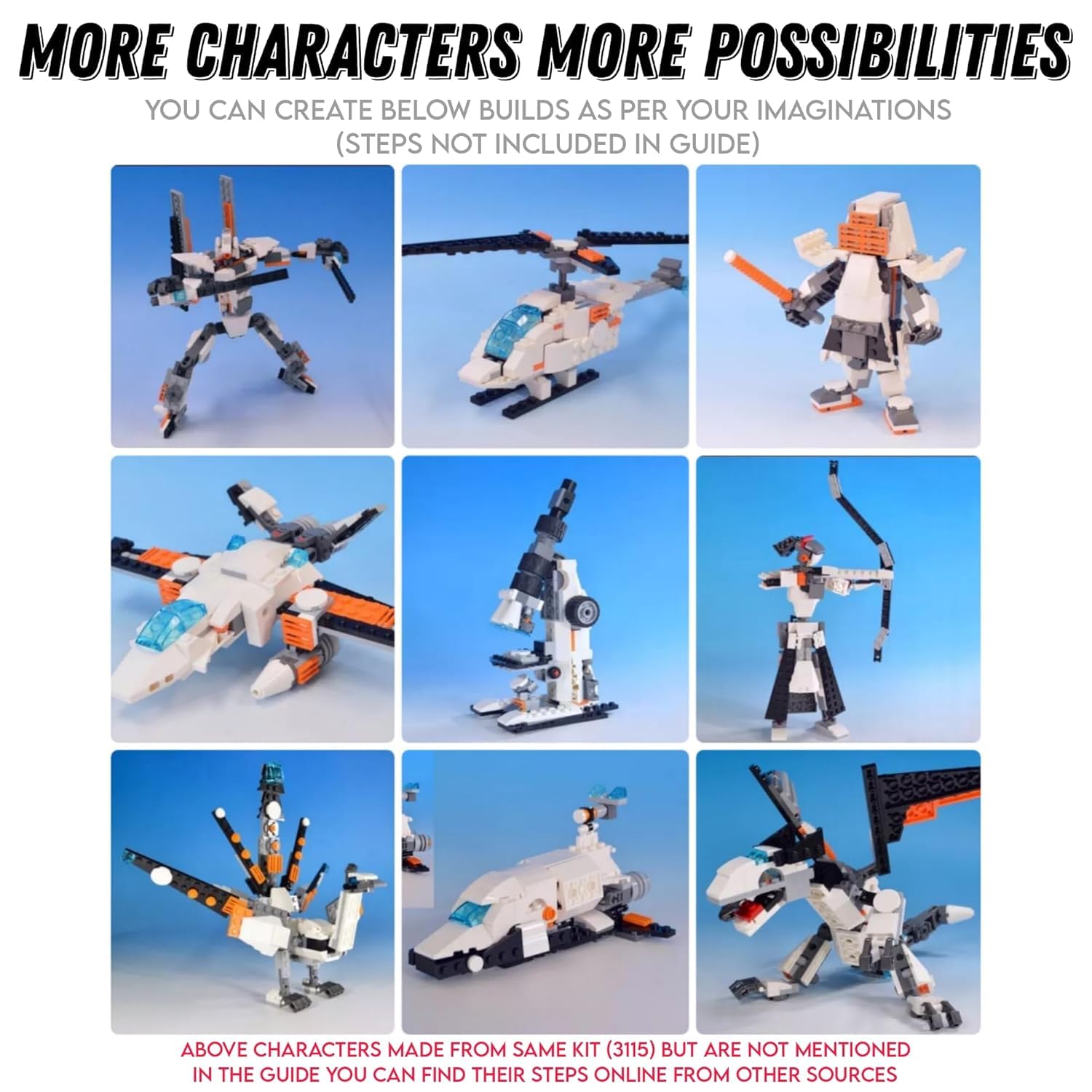 Architect 3 in 1 Building Blocks Set 237 Pcs Robot Car and Plane Educational Construction Learning Brick Toy for Kids