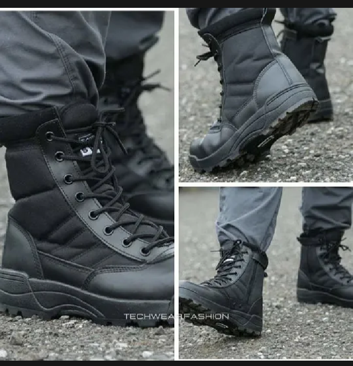 Premium Military Style Combat Boots | Army , Security Guard Shoes | Tactical Long Ankle Durable Outdoor Boots for Men