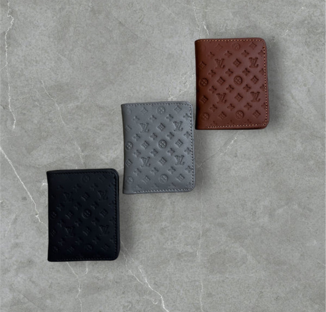 LV Style Leather Wallet for Men – Premium Embossed Design | 6 Card Slots + 1 Cash Pocket | Slim Bifold Wallet