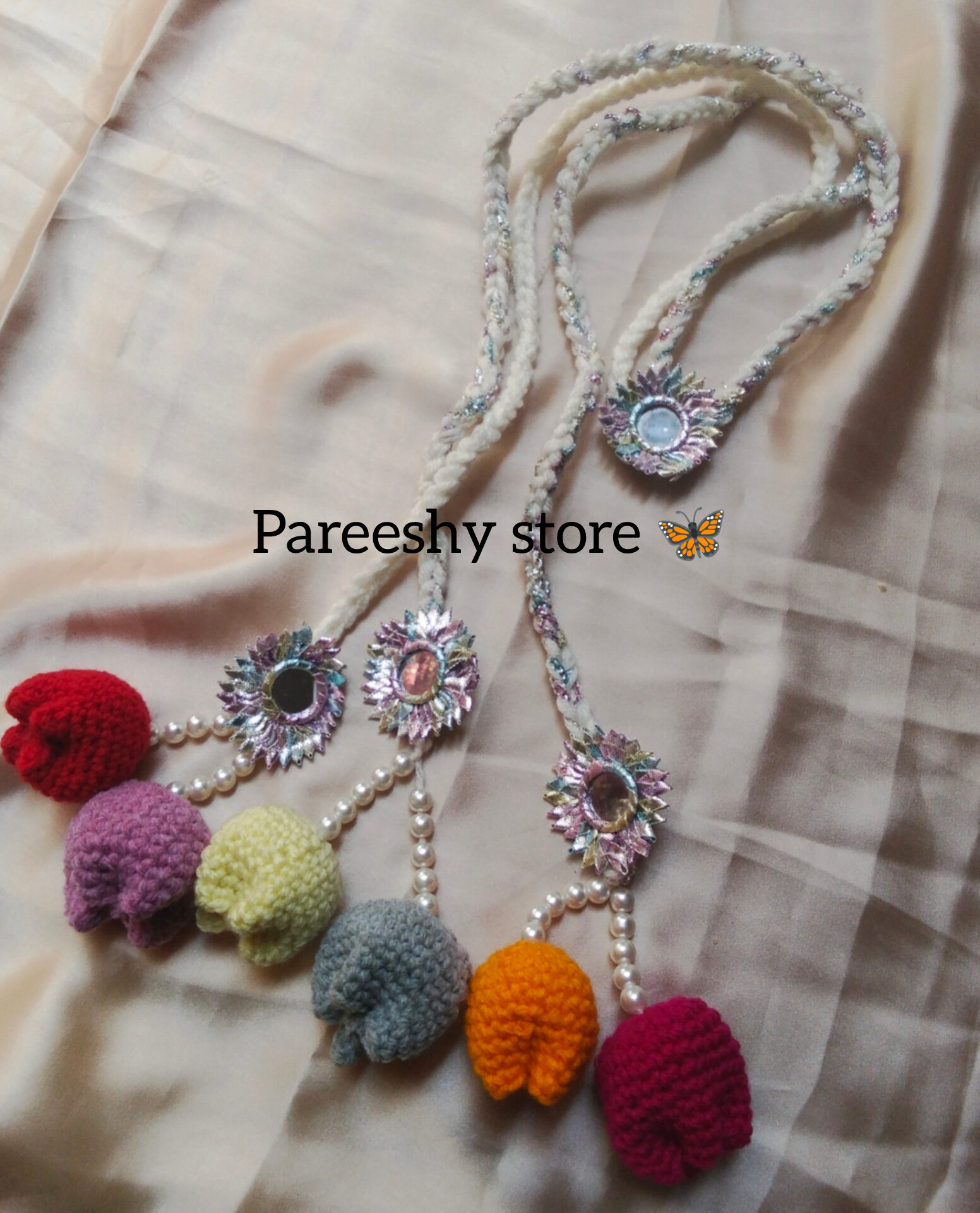 Trendy Handmade Crochet Fancy Paranda for Long Braided Hairstyles Elegant Handmade Hair Accessory for Traditional Outfits
