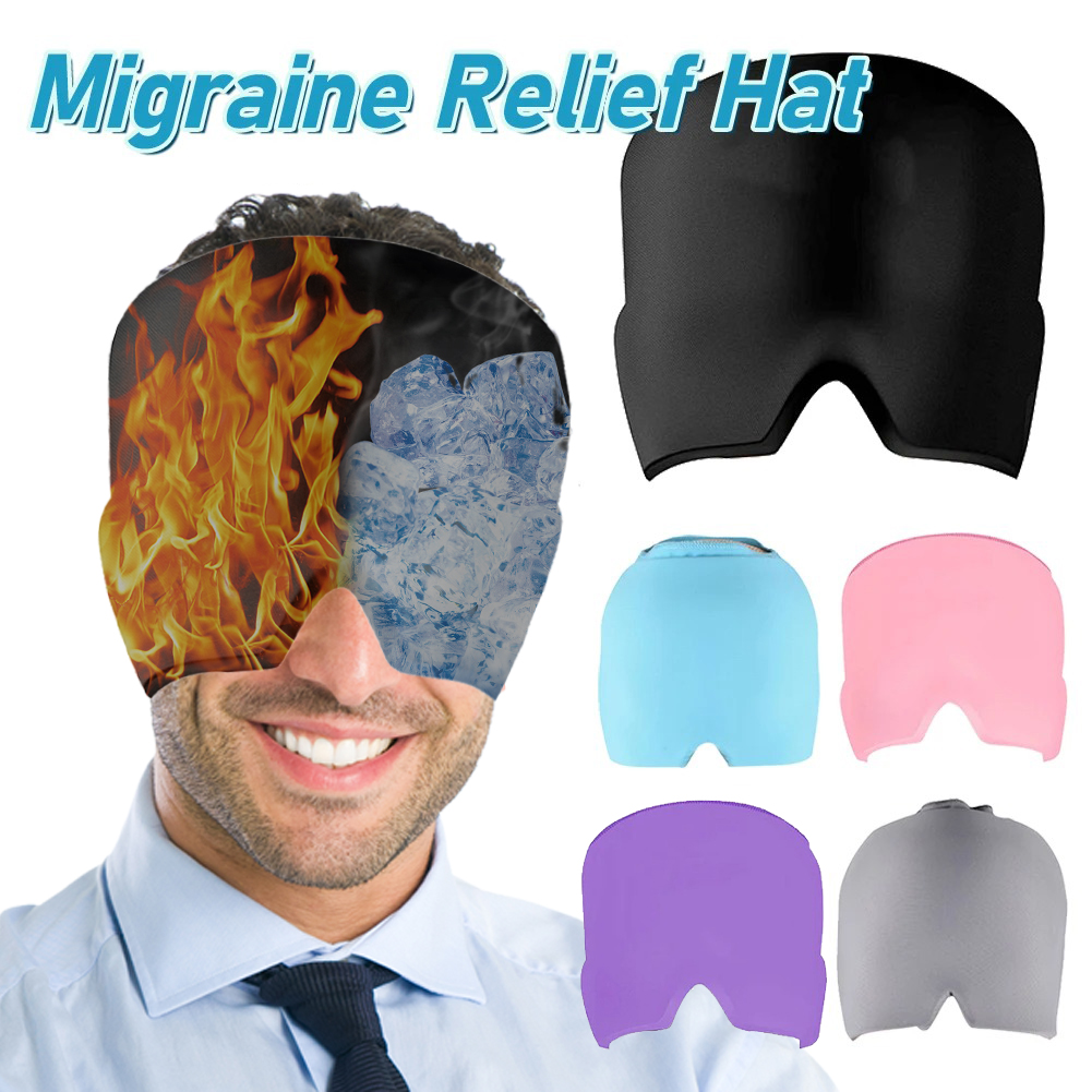 Migraine Relief Hat – Hot & Cold Therapy Ice Cap for Headache Relief – Reusable Gel Ice Bead Face Mask & Head Wrap for Tension, Stress, Sinus, & Pain Relief – Soothing Cooling & Heating Sleep Mask for Men & Women