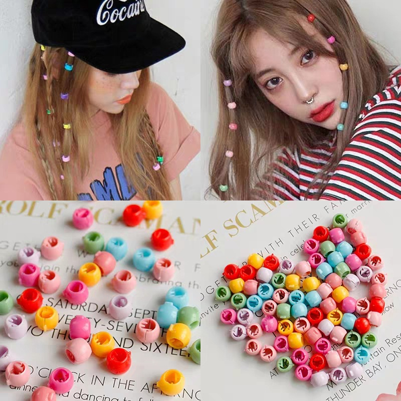 120 Pcs Hair Braids Maker Beads Headwear Cute Candy Colors Plastic Hairpins Hair Claw Clips For Women Girls Hair Accessories