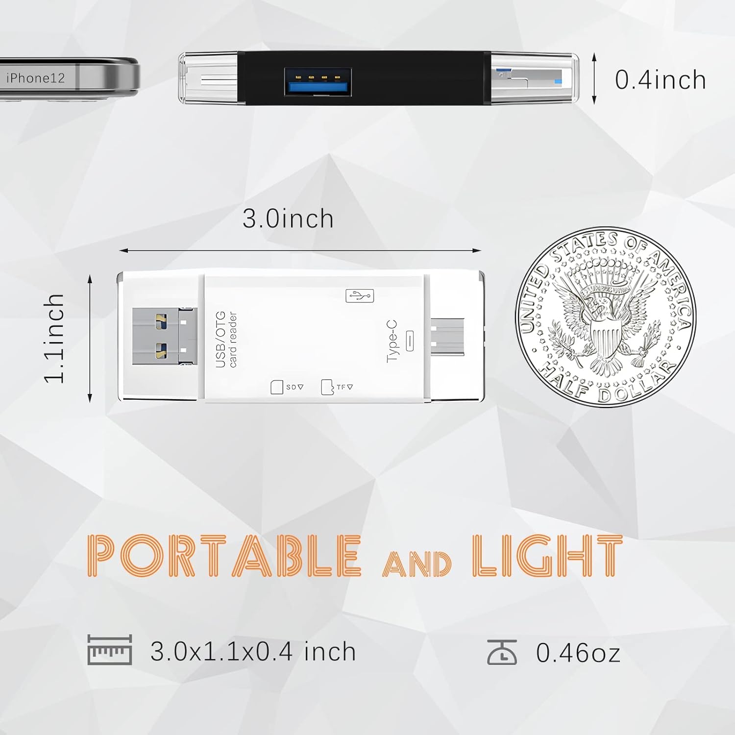 6 in 1 OTG SD Card Reader USB C/Micro/USB Memory Card Reader Camera Viewer, USB 3.0 SD Card Reader Adapter Used for SD-3C SD Micro SD TF SDXC SDHC MMC RS-MMC Micro SDXC Micro SDHC UHS-I