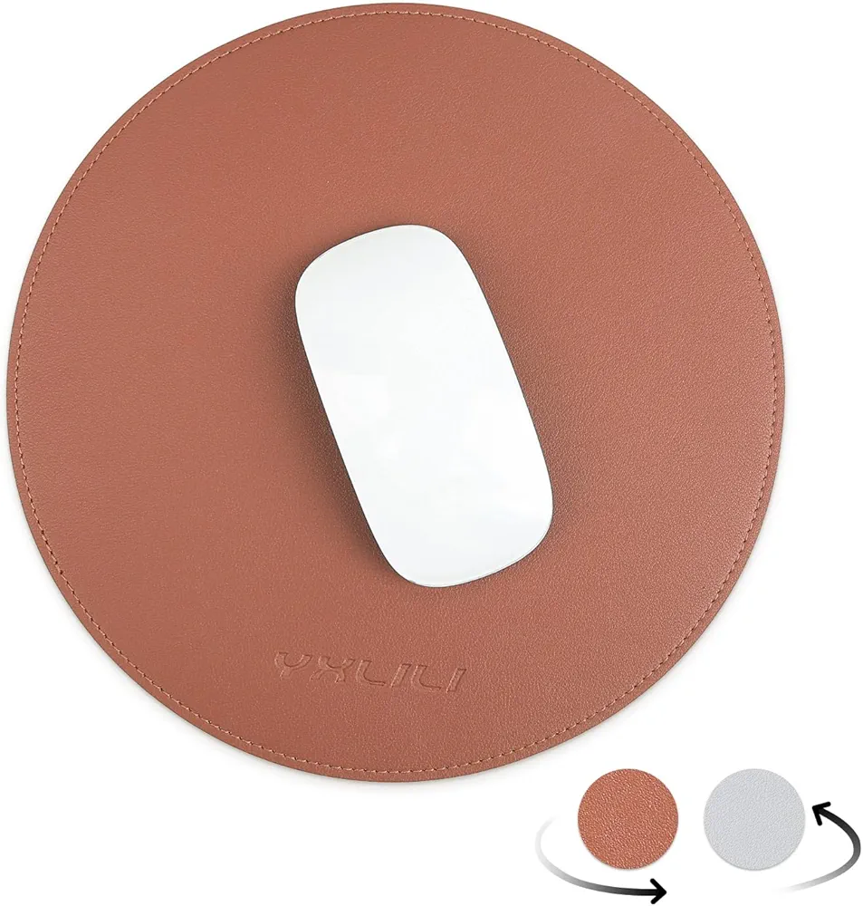 Mouse Pad Double-Sided Mouse Pads Small Round PU Leather Mouse Mat with Stitched Edge Waterproof Mouse Pads for Wireless Computer Mouse for Office Home Gaming Working