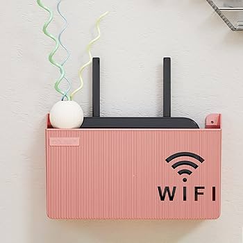 Wall Mounted WiFi Router Stand / Shelf / Rack – Wireless Router Holder & Organizer with Hidden Cable Management – ABS Plastic and Metal WiFi Rack for Home & Office – Easy Installation – Decorative Internet Box – High Quality