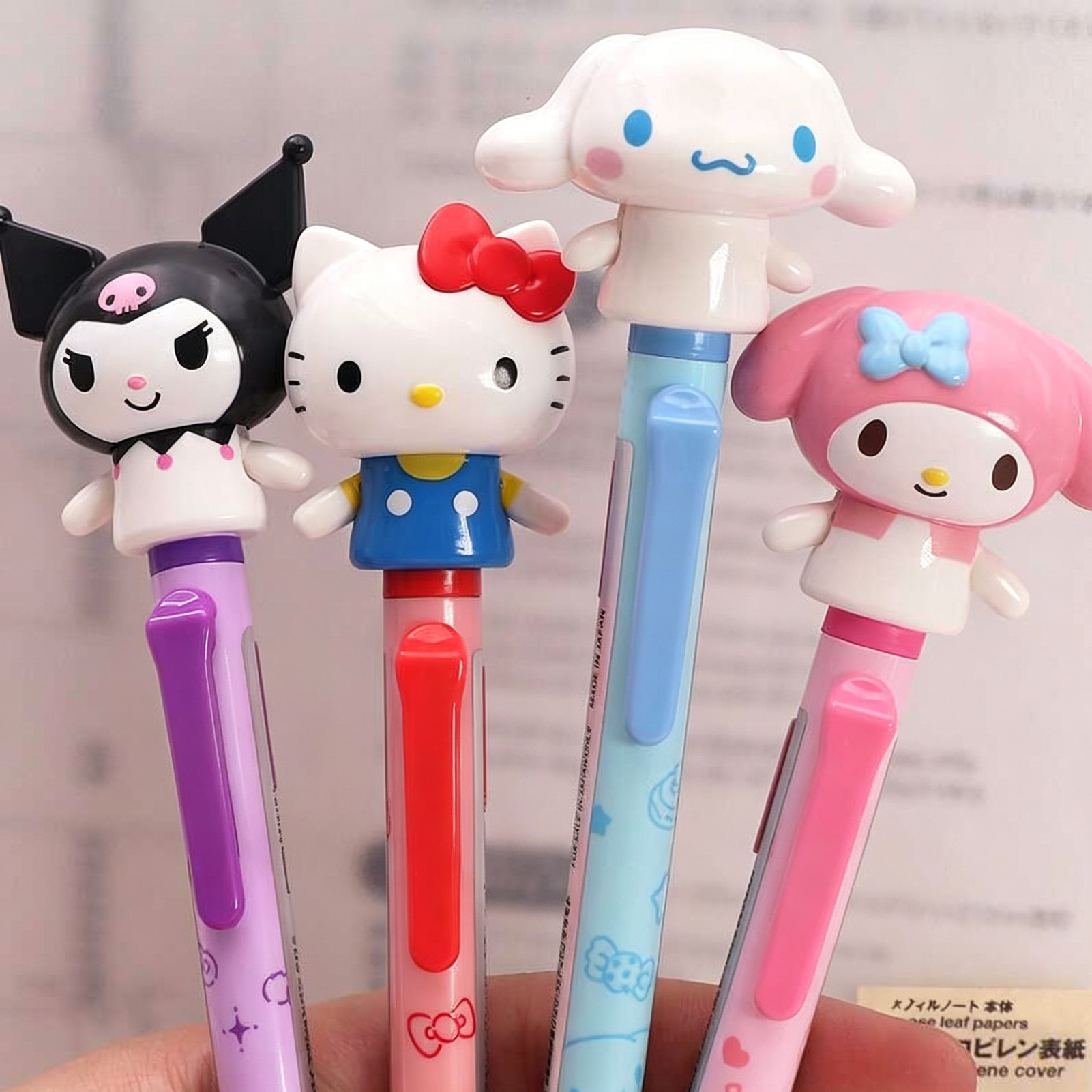 Kawaii HelloKitty Cartoon Peripheral Sanrio Family Learning Supplies Ballpoint Pen 3D Doll with Movable Arms, Ballpoint Pen