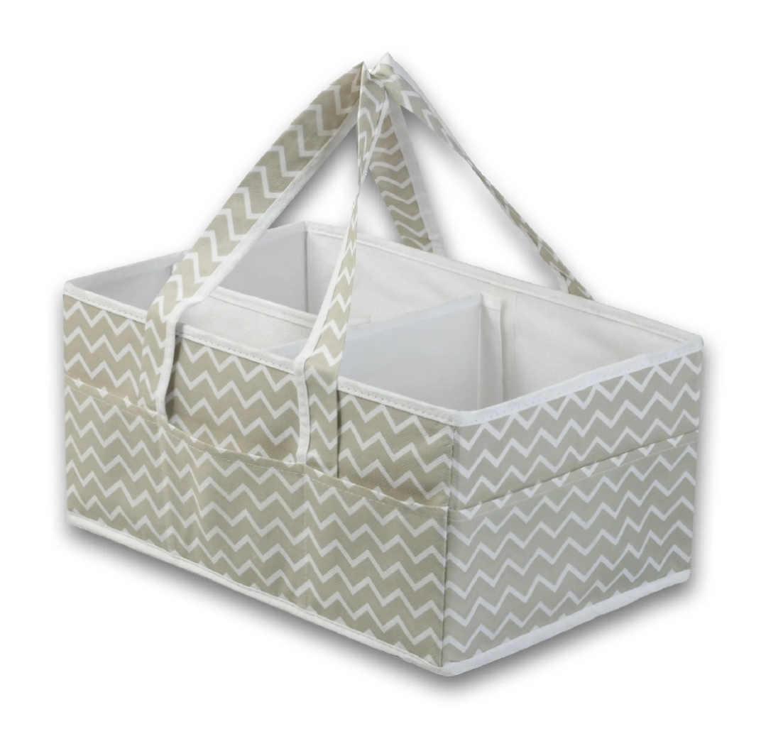 Printed Baby Diaper Caddy Organizer – Portable Nursery & Car Storage Basket with Waterproof Liner