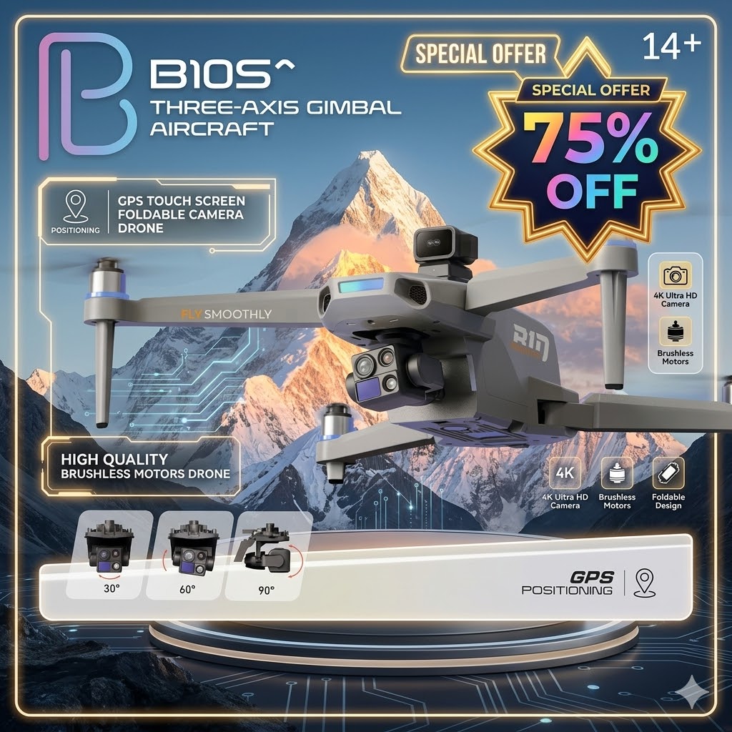 B10S GPS Touch Screen Foldable Camera Drone with 3-Axis Gimbal | Brushless Motor HD Camera Drone | Smart Flight & Stable Aerial Photography
