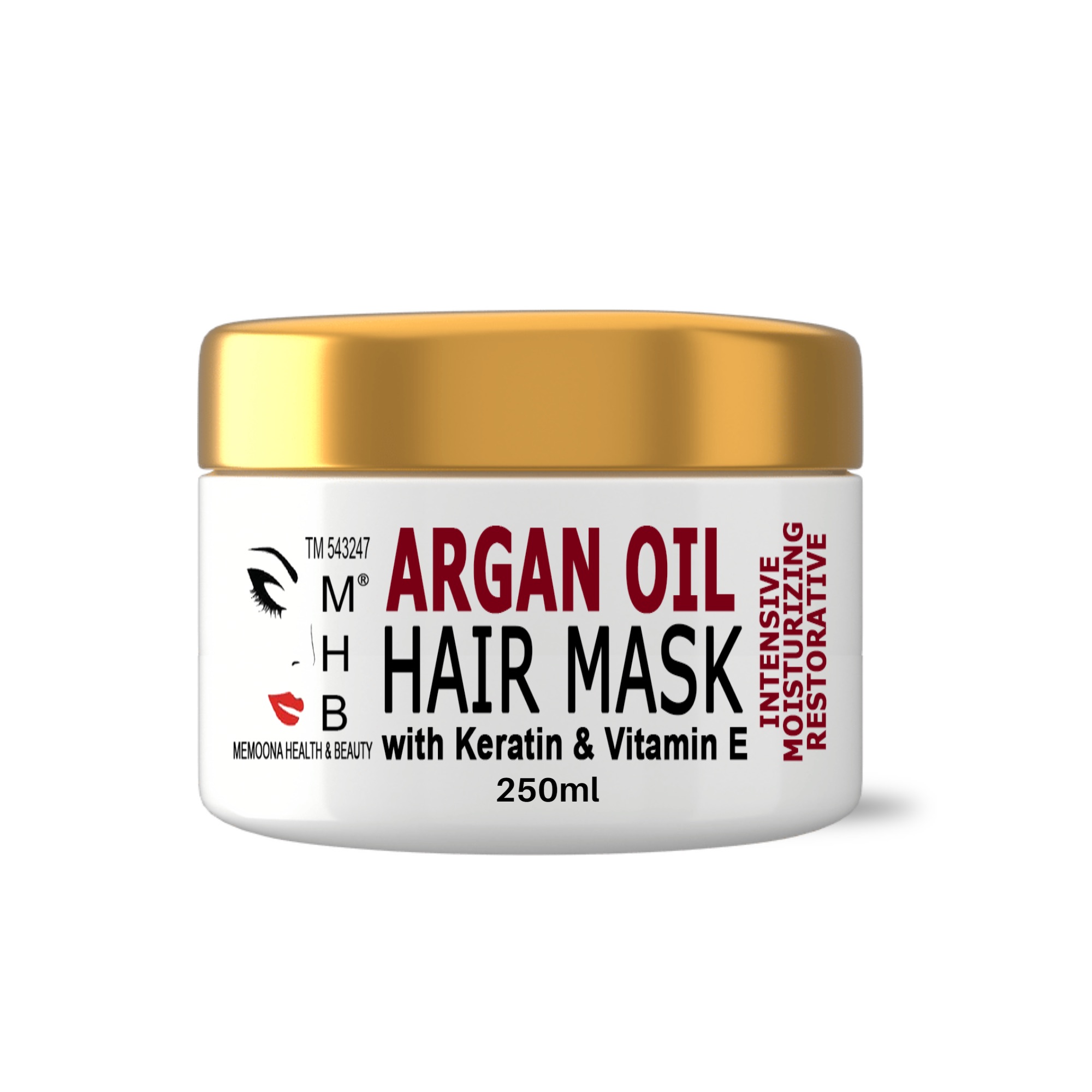 Mhb Argan Oil Hair Mask - 250ml - Deep Conditioning Keratin Hair Treatment With Vitamin E - Moisturizing And Restorative