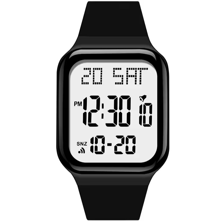 Digital Watch for Men & Boys - Non Water-resistant Electronic Sports Wristwatch | White Dial LED Display with Alarm, Date & Snooze Function