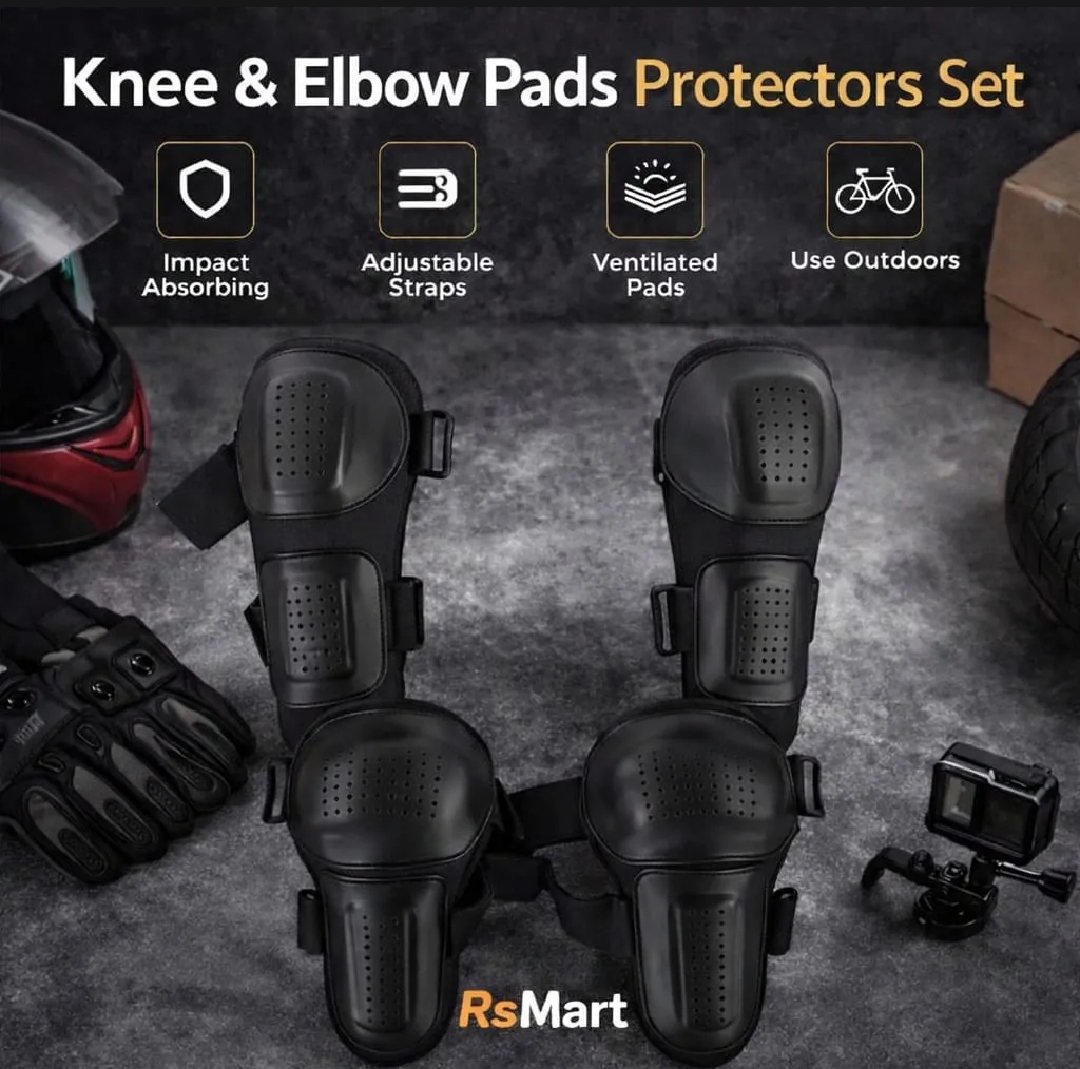 High-Quality Motorcycle Knee & Shin elbow Guards Protective Gear Set for Riding bike Safety - New knee pad