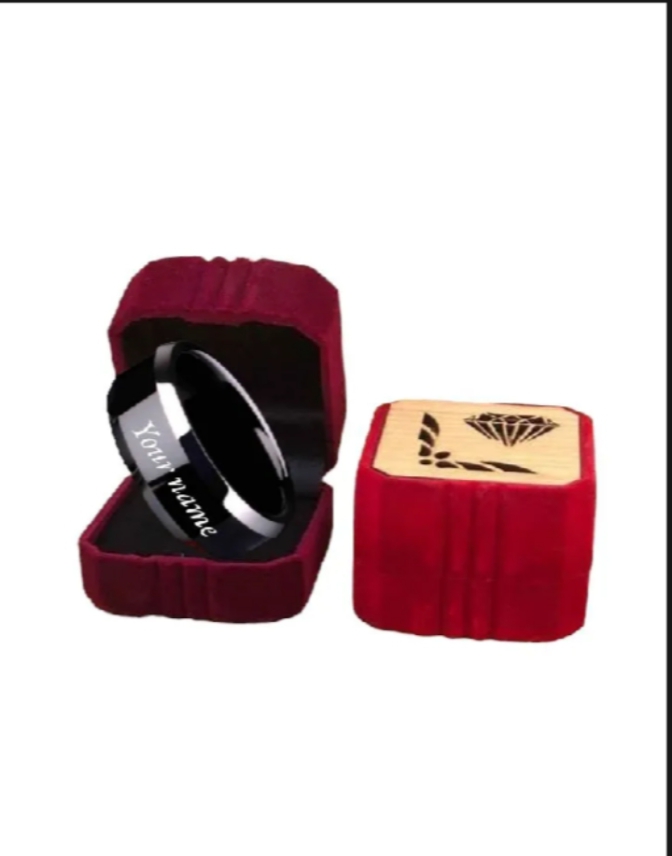 Customized Black Name Ring – Premium Stainless Steel with Free Name Engraving & Gift Box