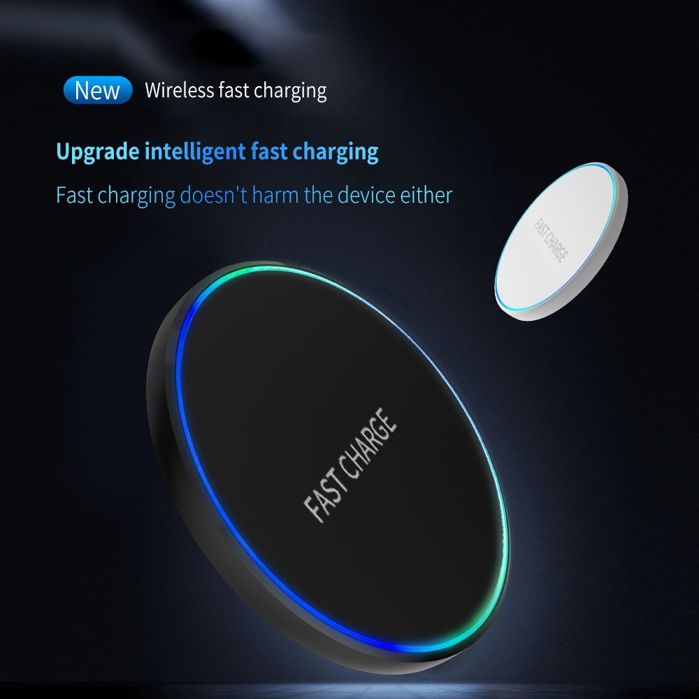 Mini Fast Wireless Charger Pad For iPhone 17 16 15 14 13 11 Pro Max Induction LED Light Charging Station For