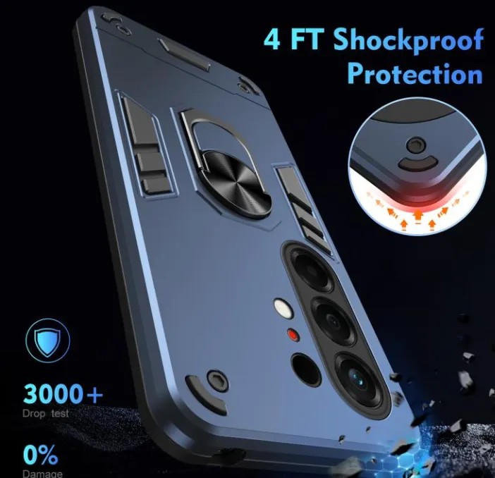 Tecno Camon 50 Pro Full Body Durable Protection Case Magnetic Ring Holder Armor Case Rotating Kickstand Grip Shockproof Hybrid Back Cover with Camera Lens Protection Anti-Drop Hard Case Rugged Shock Absorption Slim Fit Magnetic Car Mount Compatible