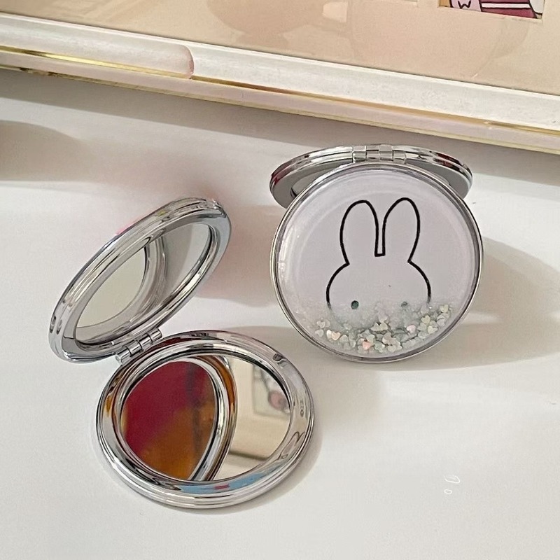 New Miffy Rabbit Mirror High Color Value Cartoon Printing Creative Student Portable Folding Handheld Beauty Double-sided Mirror