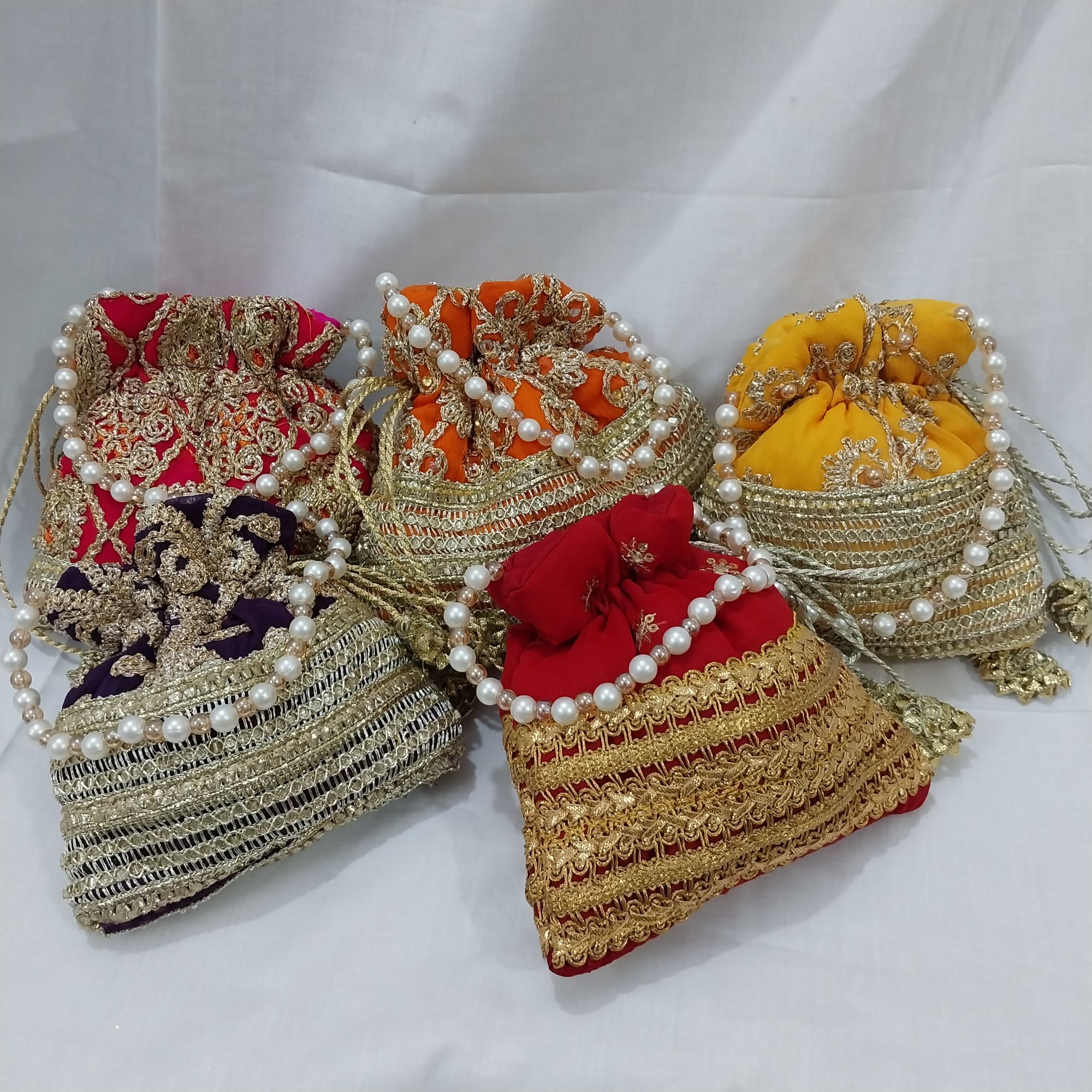 kids potli clutch bag with pearl handle