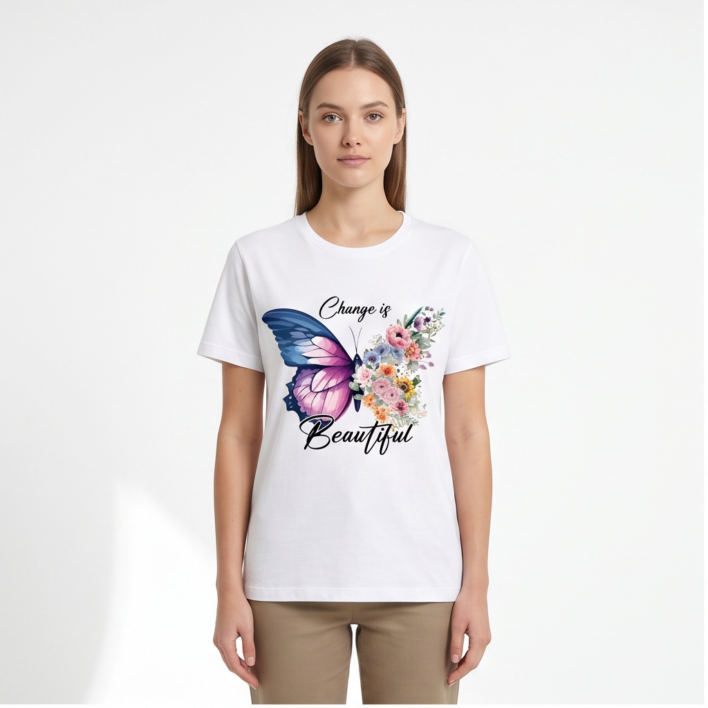White Butterfly 🦋 DTF Stylish Printed Half sleeve t shirt for Girls & Women's